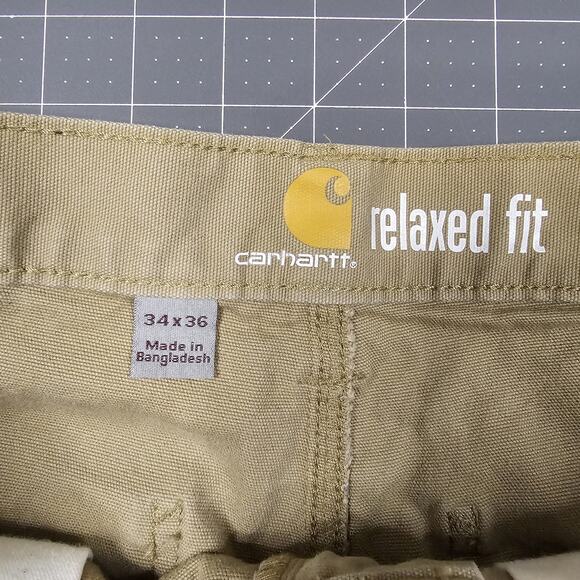 Carhartt Pants Mens 34x36 Brown Rugged Flex Carpenter Canvas Stretch Straight - Picture 6 of 16